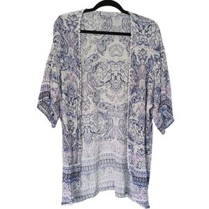 Dylan Ryan Pretty Paisley Print Crochet Trim Kimono Size Medium